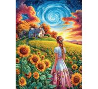 Fille Dans le Champ de tournesols Rompecabezas 500 Piezas Cartón para Principiantes Mitos fantásticos Juego Familiar Ejercita La Mente Garantía Reposición Piezas 500 PCS