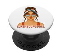 Fille Luxembourgeoise Copine Épouse Drapeau du Luxembourg PopSockets PopGrip Adhesivo