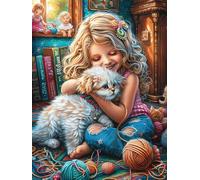 Fille tenant un chiot dans une pièce Rompecabezas 300 Piezas Cartón Para Parejas Animal cuento de hadas fantástico Actividad Hacer En Grupo Ejercicio Mental Para Reyes Magos Detalle Cumpleaños 300 PCS