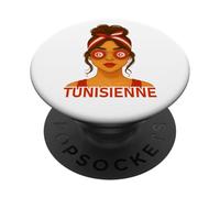 Fille Tunisienne Drapeau Tunisie Copine et Épouse Tunisienne PopSockets PopGrip Adhesivo