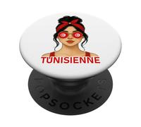 Fille Tunisienne Drapeau Tunisie Copine et Épouse Tunisienne PopSockets PopGrip Adhesivo