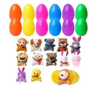 Filled Easter Eggs, Spring Plush Toys, Colorful Basket Prefilled with Cute Adorable Stuffed Animals Egg Hunting for Festival Holidays, 12, 24 and 36 Pieces