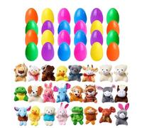 Filled Easter Eggs, Spring Plush Toys, Colorful Basket Prefilled with Cute Adorable Stuffed Animals Egg Hunting for Festival Holidays, 12, 24 and 36 Pieces