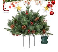 Filler de urna de Navidad: realista, relleno de plantador navideño, decoraciones de plantador navideño con estaca de trípode | Los arbustos de plantería de Navidad adecuados para la decoración de porc