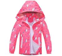 Filles Veste Imperméable à Capuche Veste de Pluie pour Enfants Doublée en Polaire Coupe-vent Chaud Manteau de Randonnée de Camping
