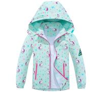 Filles Veste Imperméable à Capuche Veste de Pluie pour Enfants Doublée en Polaire Coupe-vent Chaud Manteau de Randonnée de Camping