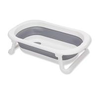 Fillikid Bañera plegable Orka - Bañera para bebé que ahorra espacio con patas plegables, revestimiento antideslizante y tapones de drenaje, gris/blanco