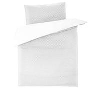 Fillikid Juego de Funda Nórdica 80x80 cm y Almohada 35x40 cm para Minicunas y Moisés - Set de Nórdico para Recién Nacidos 100% Algodón - Ropa de Cama para Bebés - Topos Gris/Blanco