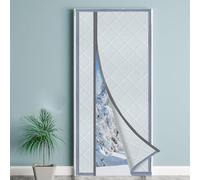 Fillis cortina magnética de protección contra el calor, 80x200cm térmica para puerta cuero artificial PU | a prueba viento y ahorro energía con aislamiento térmico frío balcón sala estar patio, gris