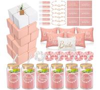 FillTouch 54 piezas de regalos para dama de honor, regalo de dama de honor, incluye caja de regalo, bolsa de maquillaje, tarjeta invitada, taza de cristal, bálsamo labial, pulsera anudada para el
