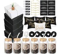 FillTouch 54 regalos de propuesta de dama de honor, regalo de dama de honor, incluye caja de regalo de boda, bolsa de maquillaje, tarjeta de invitación, taza de cristal, bálsamo labial, pulsera para
