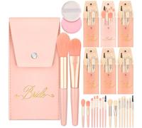 FillTouch 6 juegos de brochas de maquillaje de viaje para dama de honor, 48 brochas de maquillaje, 6 bolsas de maquillaje, 6 herramientas de maquillaje para polvo, kit de brochas de maquillaje para