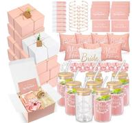 FillTouch 64 piezas de regalos de propuesta de dama de honor que incluyen caja de regalo de despedida de soltera, bolsas de maquillaje, tarjetas invitadas, taza de vidrio, bálsamo labial, pulseras