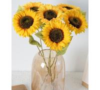 Filltown 6 girasoles artificiales, 50 cm de largo, de seda, para bodas, jardín, fiestas, bodas, salones, decoración de mesa (sin jarrón)