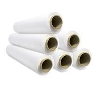 Film Blanco para Embalar, Film, Papel Film, Rollo de Plastico Protector Muebles, Cajas Mudanza, Plastico Cubretodo 50cm x 300m estirables - SIDI (6 unds, Blanco)