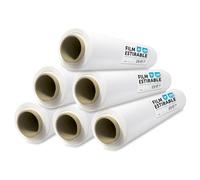 Film Blanco para Embalar, Plástico Cubretodo, Film color Blanco para Embalaje de Cajas de Mudanzas, Proteger Muebles y Envíos, Medidas 50 cm x 200 m estirables · m-office (Blanco, 6 uds)