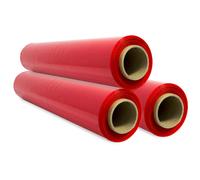 Film de Embalaje Elástico, Film de Plástico Rojo para Embalar, Rollo de Plástico Protector de Envíos y Mudanzas, Rollo de 50cm y hasta 400 m Estirables - Ofituria (Rojo, 3 unidades)