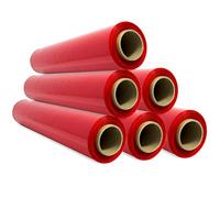 Film de Embalaje Elástico, Film de Plástico Rojo para Embalar, Rollo de Plástico Protector de Envíos y Mudanzas, Rollo de 50cm y hasta 400 m Estirables - Ofituria (Rojo, 6 unidades)
