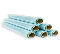Film Elástico de Plástico Estirable, Transparente 70% Reciclado, 50cm Extensible Hasta 300 Metros de Largo Protector de Embalaje Industrial Resistente, Film para Embalar y Paletizar (6 Rollos)
