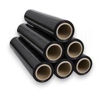 Film Elástico Manual Negro para Embalaje, 50 cm x 300 m, Alta Resistencia y Elasticidad, Pack de 6 Rollos