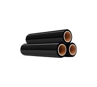 Film Negro para embalaje plástica retráctil de 50cmx200m,23 micras, resistencia industrial de estiramiento, adherencia Negro, envoltura para mudanza, palets.3 Rollo
