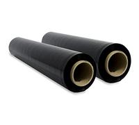 Film Negro para Embalar, Film Negro Opaco, Papel Film, Rollo de Plastico Protector Muebles, Cajas Mudanza, Plastico Cubretodo 50cm x 300m estirables - SIDI (2 unds, Negro)