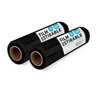 Film Negro para Embalar, Plástico Cubretodo, Film color Negro para Embalaje de Cajas de Mudanzas, Proteger Muebles y Envíos, Medidas 50 cm x 200 m estirables · m-office (Negro, 2 uds)