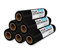 Film Negro para Embalar, Plástico Cubretodo, Film color Negro para Embalaje de Cajas de Mudanzas, Proteger Muebles y Envíos, Medidas 50 cm x 200 m estirables · m-office (Negro, 6 uds)