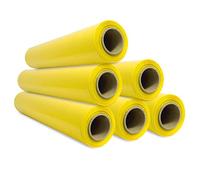 Film para Embalar, Film Amarillo, Papel Film, Rollo de Plastico Protector Muebles, Cajas Mudanza, Plastico Cubretodo 50cm x 300m estirables - SIDI (6 unds, Amarillo)
