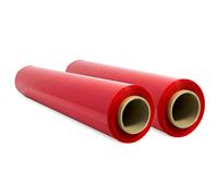 Film para Embalar, Film Rojo, Papel Film, Rollo de Plastico Protector Muebles, Cajas Mudanza, Plastico Cubretodo 50cm x 300m estirables - SIDI (2 unds, Rojo)
