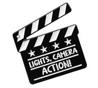 Film Pins, Clapperboard Lapel Pins, Camera Action Brooch, Durable Metal Material, Stylish Travel Accessory, 1 Piece, For Bags, Clothes, Hats, Shoulder Strap Decoration