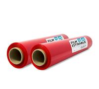 Film Rojo para Embalar, Plástico Cubretodo, Film color Rojo para Embalaje de Cajas de Mudanzas, Proteger Muebles y Envíos, Medidas 50 cm x 200 m estirables · m-office (Rojo, 2 uds)