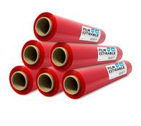 Film Rojo para Embalar, Plástico Cubretodo, Film color Rojo para Embalaje de Cajas de Mudanzas, Proteger Muebles y Envíos, Medidas 50 cm x 200 m estirables · m-office (Rojo, 6 uds)