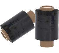 Film Transparente o Negro para Embalar 100MM x 200M 23 Micras Rollo de Papel Film Resistente de Plástico con Alta Elasticidad para Mudanzas y Envíos (NEGRO Mini Film, 2 ROLLOS)