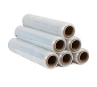 Film Transparente o Negro para Embalar 50CM x 200M,23 Micras Rollo de Papel Film Resistente de Plástico con Alta Elasticidad para Mudanzas y Envíos (Transparente, 6 ROLLOS)