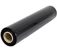 Film Transparente o Negro para Embalar de 50 cm x 200 Metros de Longitud - Rollo de Film Elástico Manual para Embalaje Industrial (Negro, 1 Rollo)