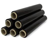 Film Transparente o Negro para Embalar de 50 cm x 200 Metros de Longitud - Rollo de Film Elástico Manual para Embalaje Industrial, Empaquetar Maletas, Palet, Envios, etc. (Negro, 2 rollos)