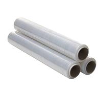 Film Transparente o Negro para Embalar de 50 cm x 200 Metros de Longitud - Rollo de Film Elástico Manual para Embalaje Industrial (Transparente, 3 Rollos)