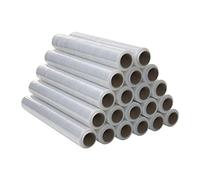 Film Transparente para Embalar de 50 cm de ancho y estirable hasta 300 Metros de Longitud - Rollo de Film Elástico Manual para Embalaje Industrial - 20 unidades