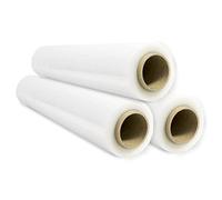 Film Transparente para Embalar, Film Transparente, Papel Film, Rollo de Plastico Protector Muebles, Cajas Mudanza, Plastico Cubretodo 50cm x 300m estirables - SIDI (3 unds, Transparente)