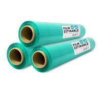 Film Verde para Embalar, Plástico Cubretodo, Film color Verde para Embalaje de Cajas de Mudanzas, Proteger Muebles y Envíos, Medidas 50 cm x 200 m estirables · m-office (Verde, 3 uds)