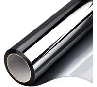 FILMGOO Película de Espejo unidireccional para privacidad Diurna, estática, no Adhesiva, Decorativa, Control de Calor, Anti UV, Tinte para Ventana para el hogar y la Oficina (Negro Plateado, 90 x 400