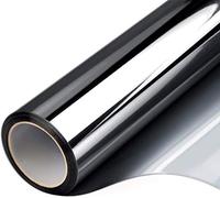 Filmgoo Película unidireccional para ventana, no adhesiva, estática, para privacidad diurna, bloqueo solar, control de calor, espejo de tintado para ventana, para oficina en casa, negro plateado, 17.5