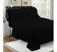 Filo Magico Sábana encimera 100 % algodón egipcio, 200 hilos ultra suave, sábana de fibra larga de lujo, sábana superior resistente al encogimiento y a la decoloración, fácil cuidado (doble, negro)