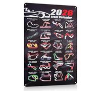 FILOEEX Póster de evento de Fórmula 1 2026, calendario de carreras con diseños de pista de carreras de fórmula, letreros de metal, arte de pared vintage, regalos para fanáticos de la F1, garajes de