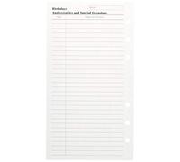 Filofax 132608 - Recambio de hojas para agenda (20 hojas, diseño con texto en inglés de acontecimientos importantes), color blanco con impresión en negro