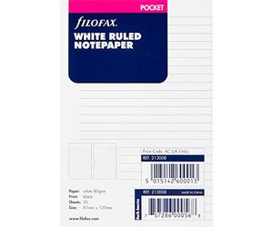 Filofax 213008 - Papel rayado para escribir (25 hojas de 81 x 120 mm), blanco