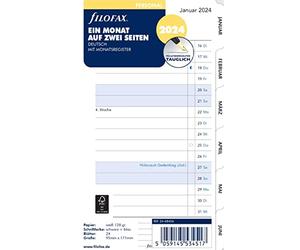 FILOFAX 24-68456 Personal 2024 - Calendario (1 mes/2 páginas), color blanco
