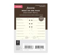Filofax Agenda 2025 de bolsillo semanal por página en 4 idiomas, algodón crema