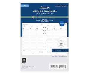 Filofax Agenda 2025 de papel reciclado inglés con formato de columna, tamaño A5, semana en dos páginas
